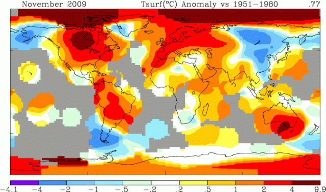 GISS Anomaly map for November 2009