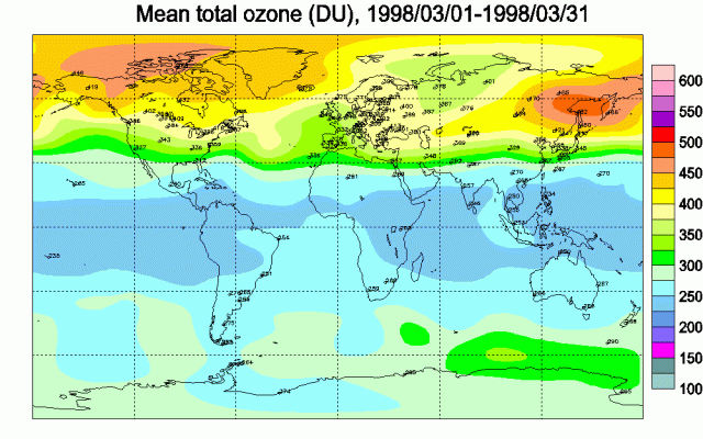 March 1998 Average Ozone